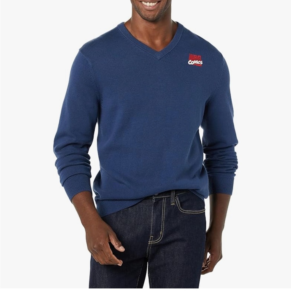 Marvel Comics Logo V-Neck Sweater